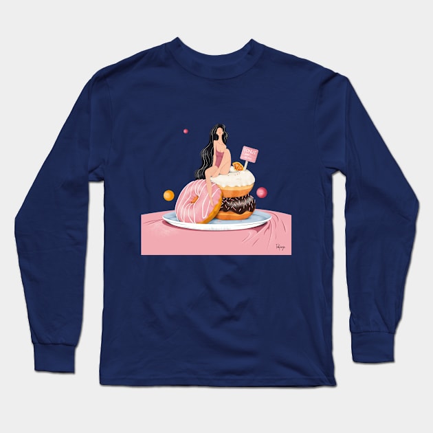 donut eat alone Long Sleeve T-Shirt by Fatpings Studio